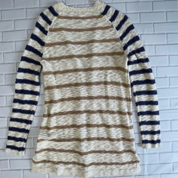 NATURAL Reflections bohemian Striped Knit Open Front Cardigan Cream Size S NWOT - Picture 3 of 9